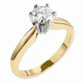 14k Two-tone Moissanite 4mm Round Solitaire Ring
