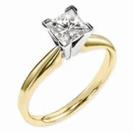 14k Two-tone Moissanite 5.5mm Square Solitaire Ring