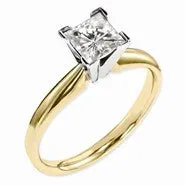 14k Two-tone Moissanite 5.5mm Square Solitaire Ring