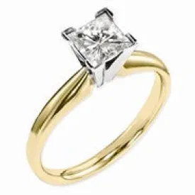 14k Two-tone Moissanite 7mm Square Solitaire Ring