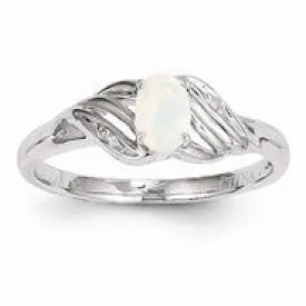 14k White Gold Genuine Opal Diamond Ring
