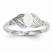 14k White Gold Genuine Opal Diamond Ring