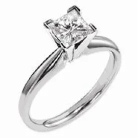 14k White Gold Moissanite 4.5mm Square Solitaire Ring