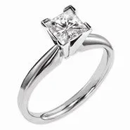 14k White Gold Moissanite 4.5mm Square Solitaire Ring