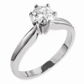 14k White Gold Moissanite 7.5 mm Round Solitaire Ring