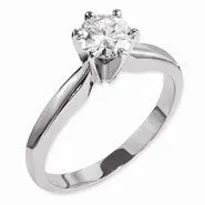 14k White Gold Moissanite 7.5 mm Round Solitaire Ring
