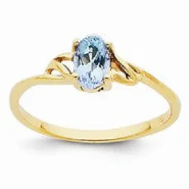 14k Yellow Gold Aquamarine Birthstone Ring