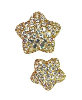 2 VINTAGE MONET CRYSTAL STAR BROOCHES
