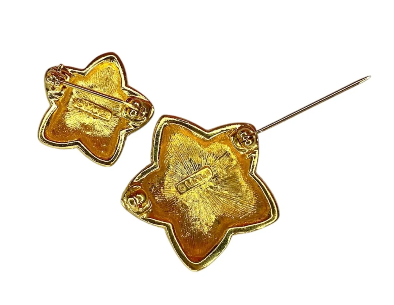 2 VINTAGE MONET CRYSTAL STAR BROOCHES