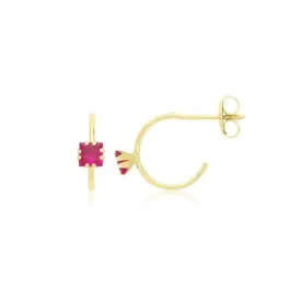 9ct Yellow Gold Coloured Single Zirconia Half Hoop Studs ES748R