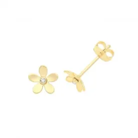 9CT Yellow Gold Flower Stud Earrings - Intricate Floral Design & Timeless Charm