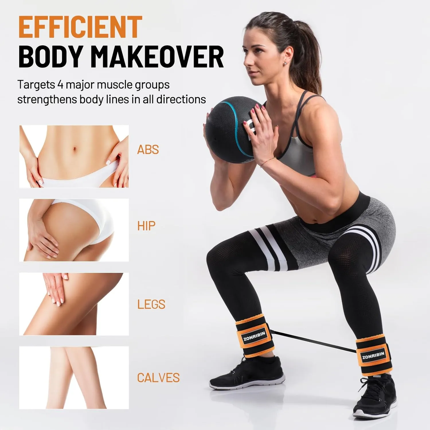 Ankle Resistance Bands with Cuffs - Glute Workouts: Kickbacks, Leg Extensions, Hip Abductors