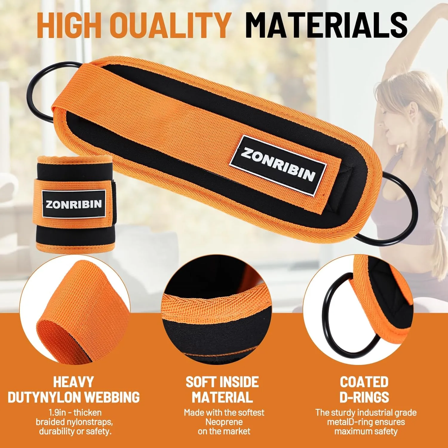 Ankle Resistance Bands with Cuffs - Glute Workouts: Kickbacks, Leg Extensions, Hip Abductors