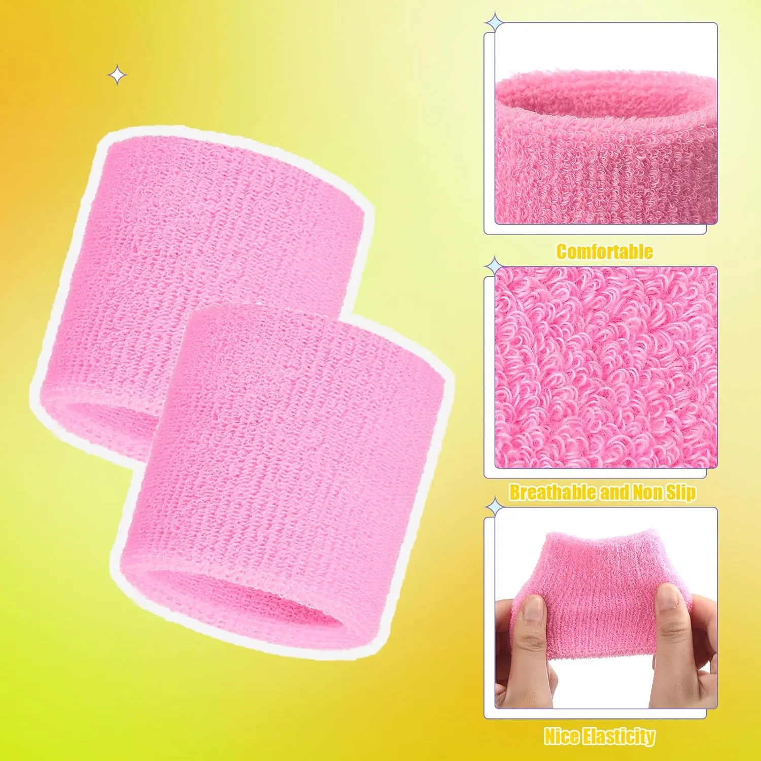 Bememo 24 Pcs Neon Wristbands for Kids End of The Year Student Gifts Bulk Tennis Wrist Sweatbands 80s Neon Youth Basketball Wrist Bands for Boys Girls 90s Glow Party School Supplies