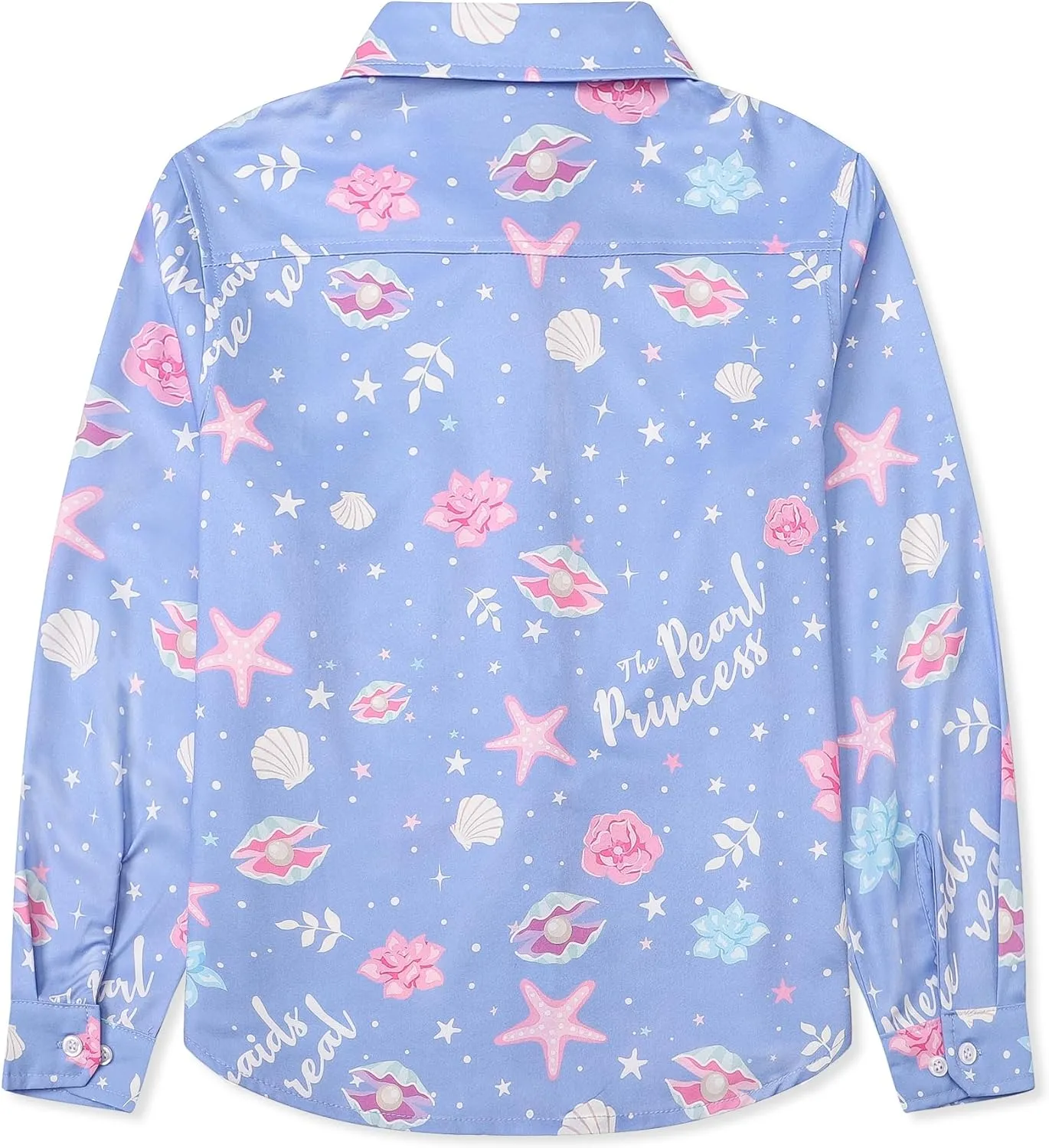Betusline Girl's and Women's Floral Print Shirt, Kids and Womens Long Sleeve Button Shirts Tops
