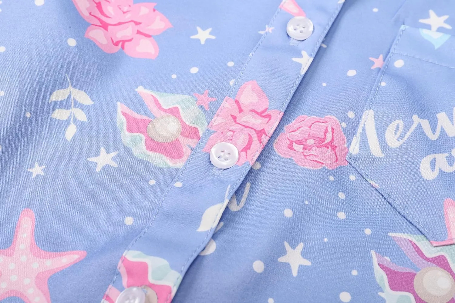 Betusline Girl's and Women's Floral Print Shirt, Kids and Womens Long Sleeve Button Shirts Tops