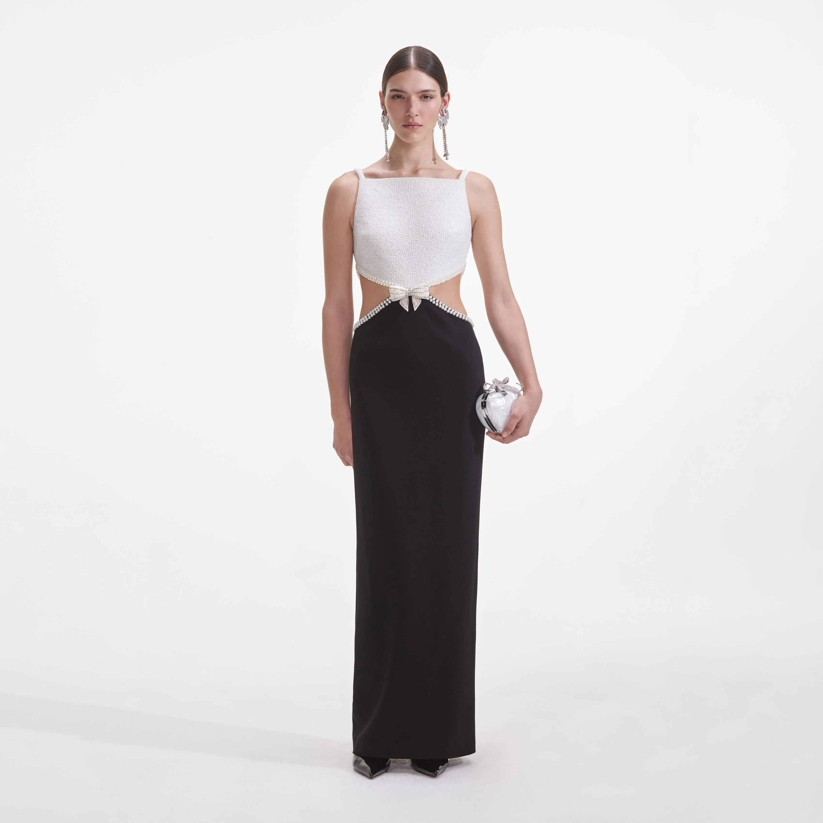 Black And White Crepe Maxi Dress