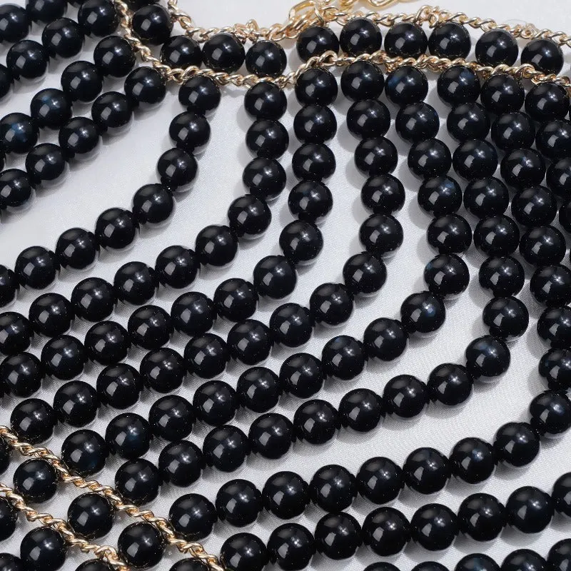 Black Women's Pearl Fashion Shoulder Necklaces