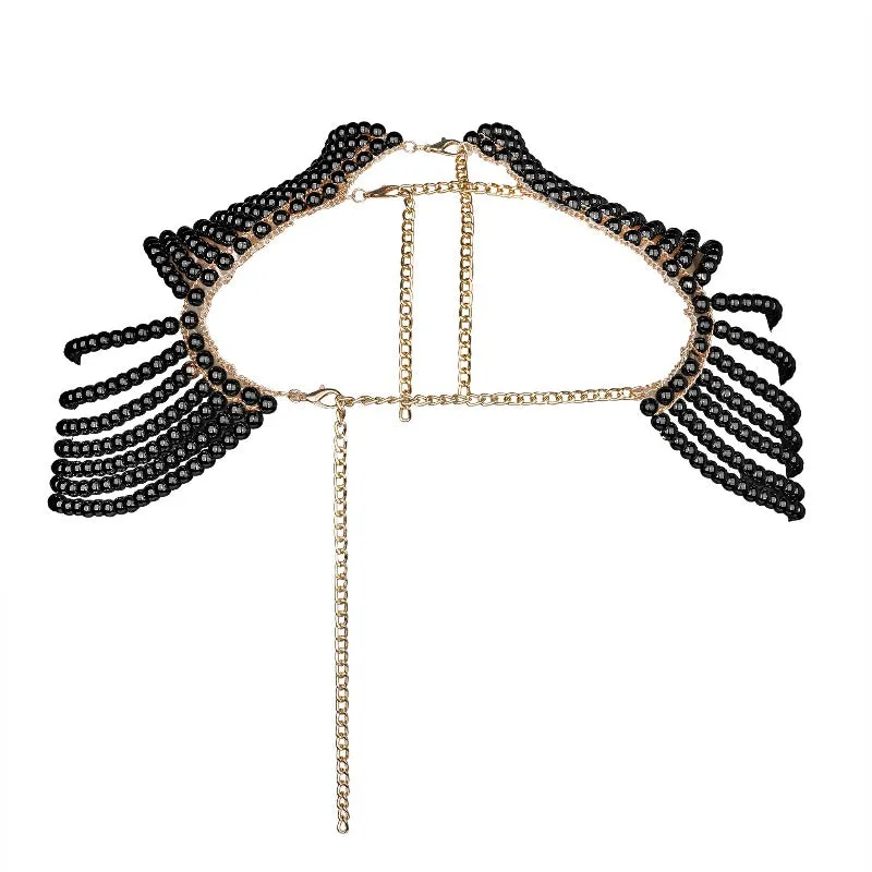Black Women's Pearl Fashion Shoulder Necklaces