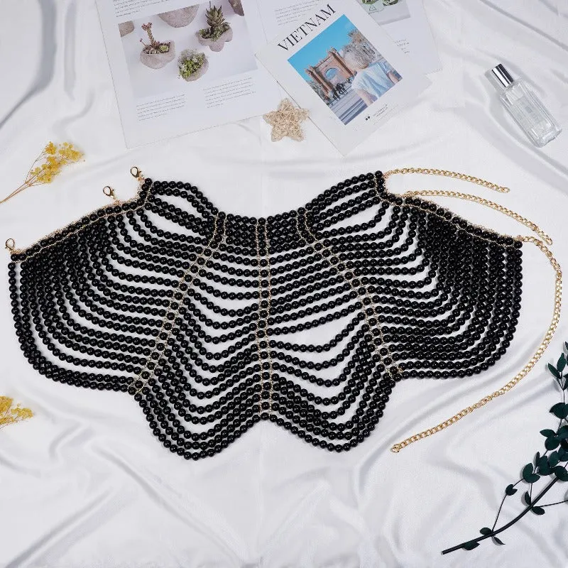 Black Women's Pearl Fashion Shoulder Necklaces