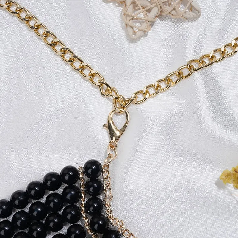 Black Women's Pearl Fashion Shoulder Necklaces