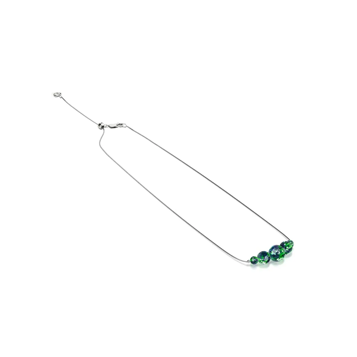 Blue Shamrock | .925 Sterling Silver | Firefly Glass Infinity Clasp Necklace