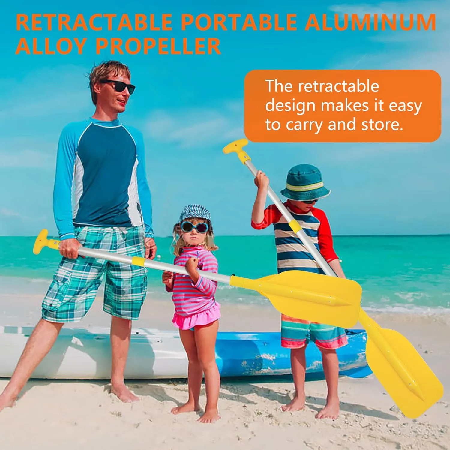 Boat Paddle Telescoping Collapsible Oar for Boat Anti Slip Aluminum Plastic Canoe Paddles 2 Pack Small Tubing Floats Oars Row and Safety Boat Accessories for Kids and Adults(4Color)