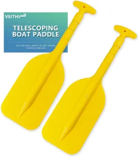 Boat Paddle Telescoping Collapsible Oar for Boat Anti Slip Aluminum Plastic Canoe Paddles 2 Pack Small Tubing Floats Oars Row and Safety Boat Accessories for Kids and Adults(4Color)