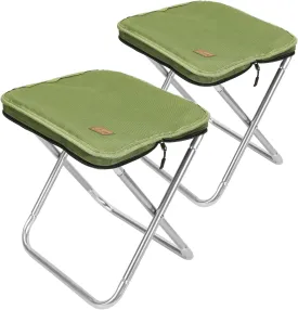 Camping StoolPortable Foldable Stool aldult Collapsible Chairs Fishing Stool for Outdoor Hiking 300 LBS Load Green 2-Piece Set