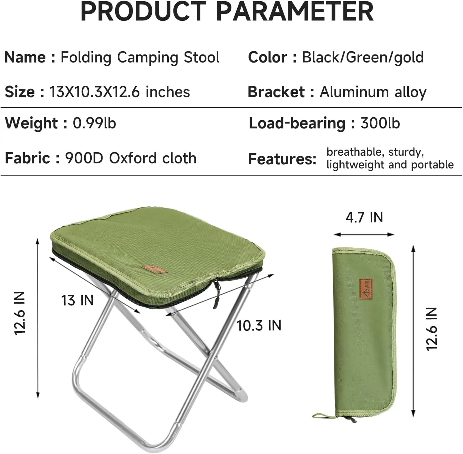 Camping StoolPortable Foldable Stool aldult Collapsible Stool Chairs Fishing Stool for Outdoor Hiking 300 LBS Load