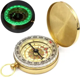 Camping Survival Compass for Hiking, Kids' Glow in the Dark Waterproof Vintage Metal Military Gear Compass for Hunting, Backpacking, Outdoor Navigation
