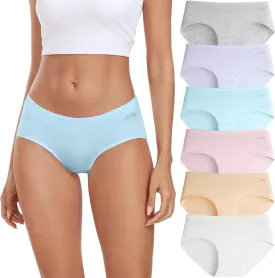 coskefy Womens Underwear Cotton Hipster Panties Low Rise Breathable Ladies Bikini Undies 6 Packs