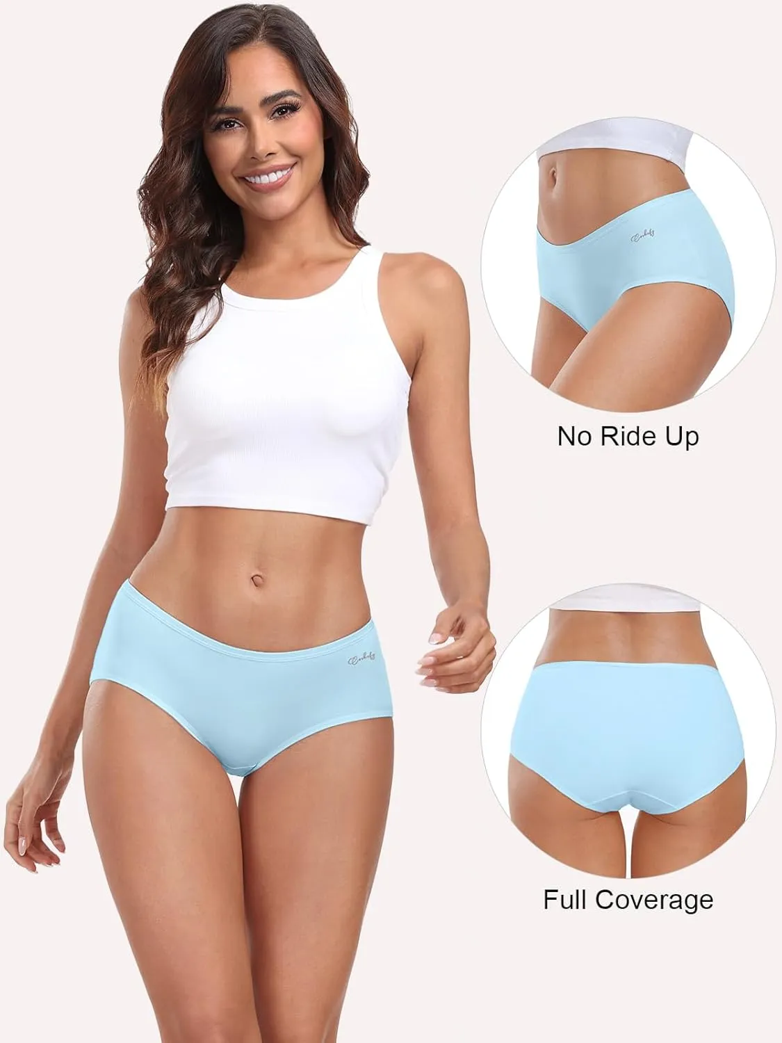 coskefy Womens Underwear Cotton Hipster Panties Low Rise Breathable Ladies Bikini Undies 6 Packs
