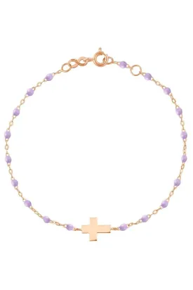 Cross Charm Classic Gigi Bracelet - 6.7in - Lilac