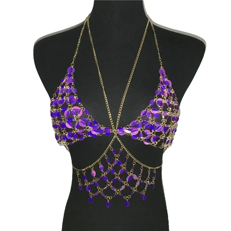 Crystal Rhinestones Flowers Pattern Body Chain