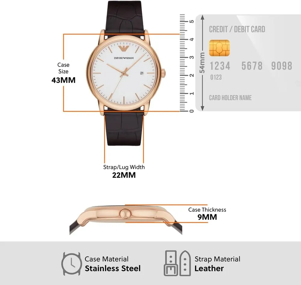 Emporio Armani Automatic Self-Winding Dress Watch with Stainless Steel Or Leather Band