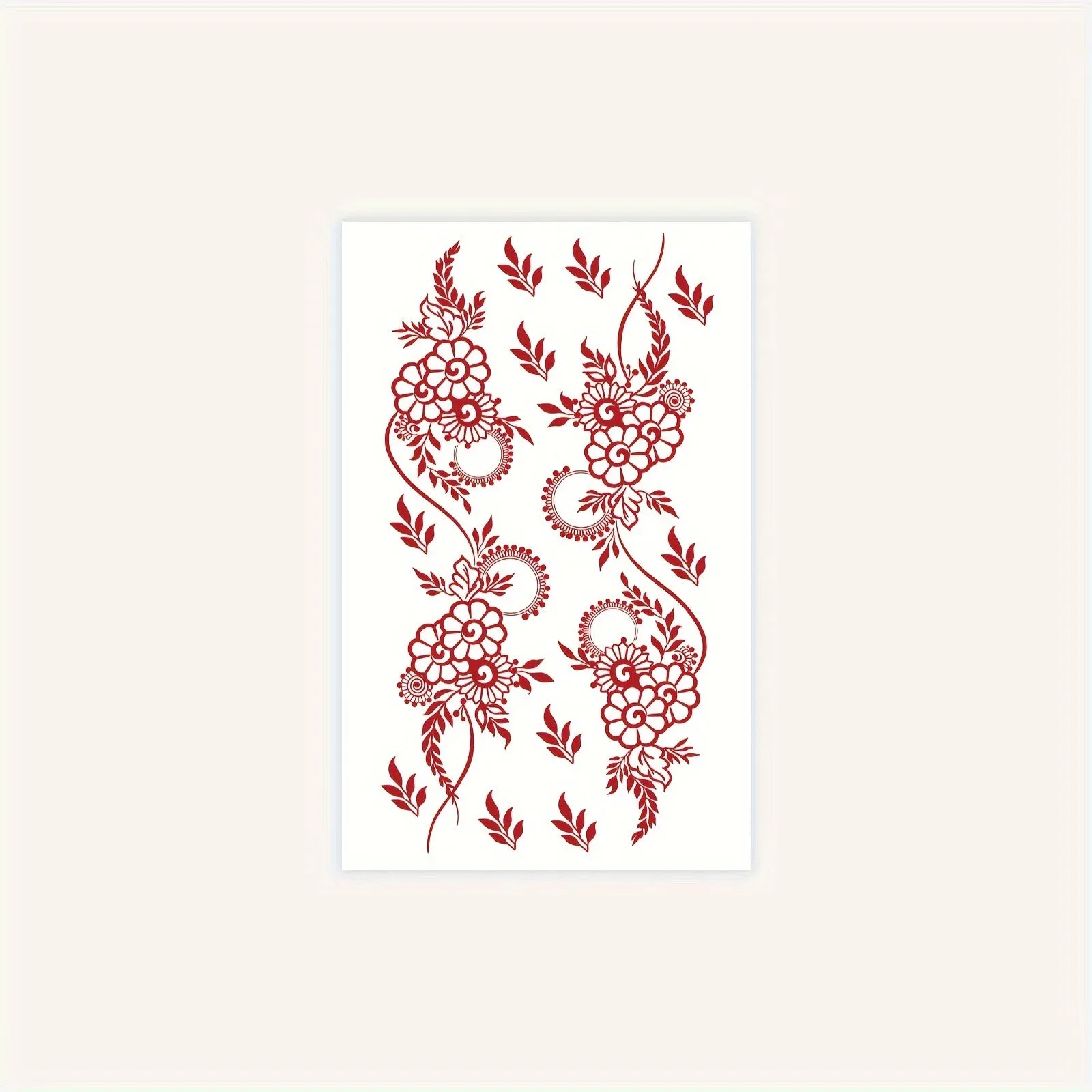 Festive Red Floral Henna Temporary Tattoo Stickers