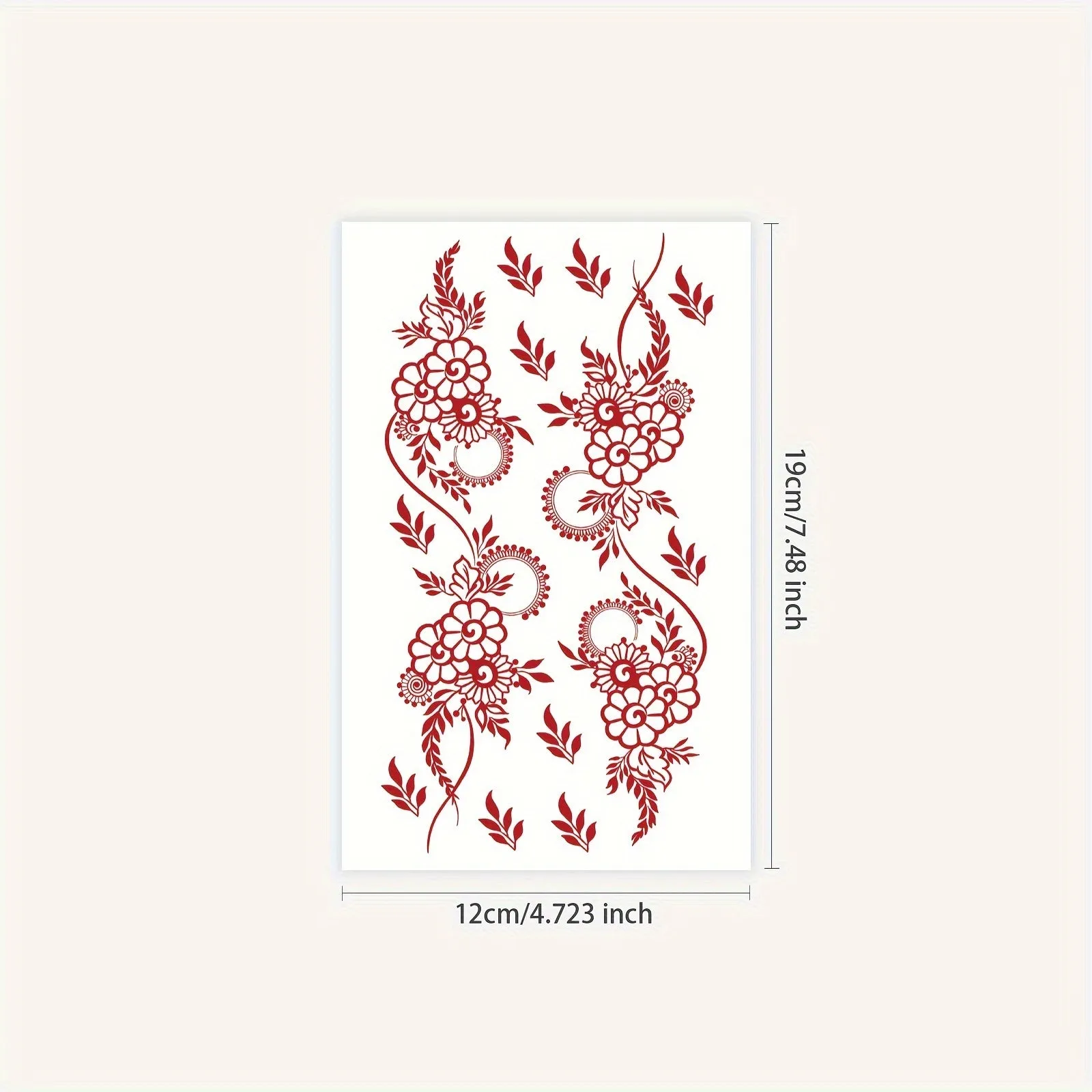 Festive Red Floral Henna Temporary Tattoo Stickers