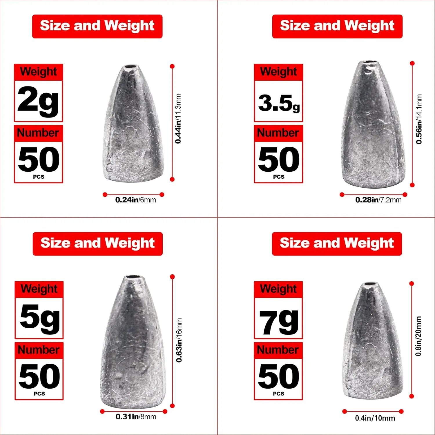 Fishing Weight Sinkers, Lead Worm Weights Fishing Sinkers for Bass Fishing Texas Rigs