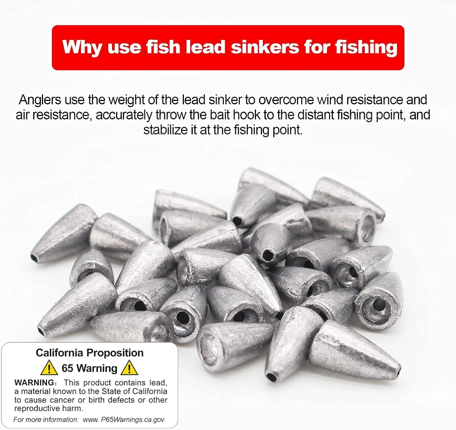 Fishing Weight Sinkers, Lead Worm Weights Fishing Sinkers for Bass Fishing Texas Rigs