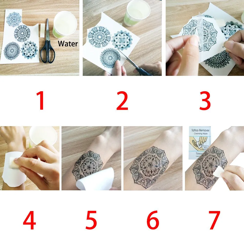 Flower Temporary Tattoos Black Ink Tribal Large Rose Tattoo Stickers Waterproof Legs Fake Tattoos Arm Moon Blossom Leaf Big Peony Flora