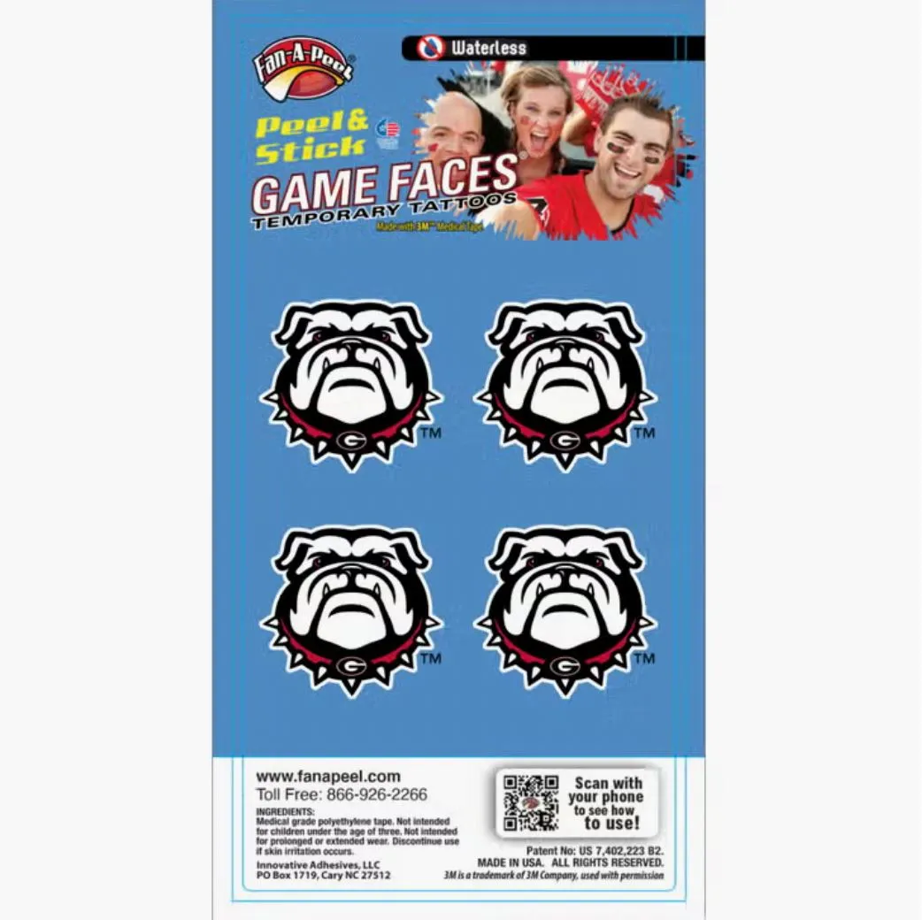 Georgia Game Face Temporary Face Tattoos