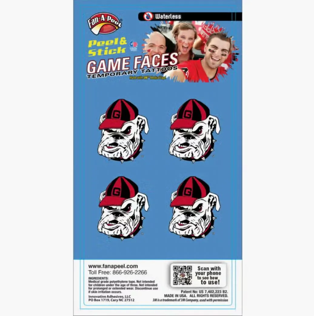 Georgia Game Face Temporary Face Tattoos