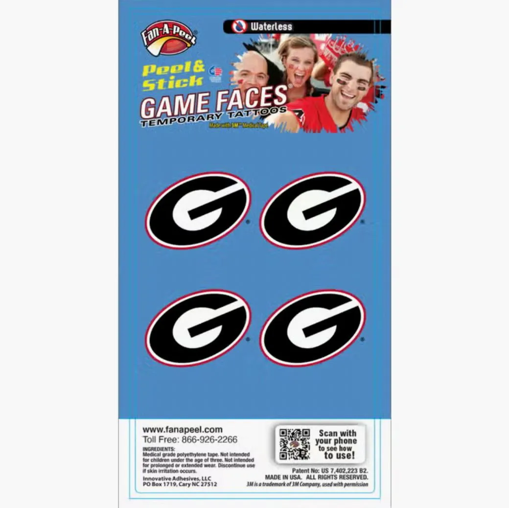 Georgia Game Face Temporary Face Tattoos