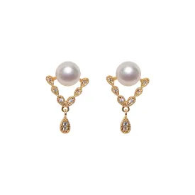 Gilded Triangle Drop Studs