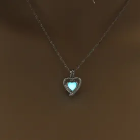 Glow in the Dark Heart Shape Pendant - Blue Glow