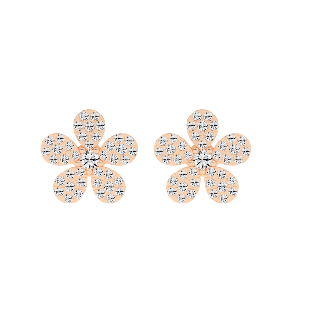 Golden Petal Diamond Gold Studs
