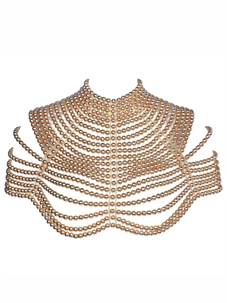 Golden Women's Pearl Fashion Shoulder Necklaces
