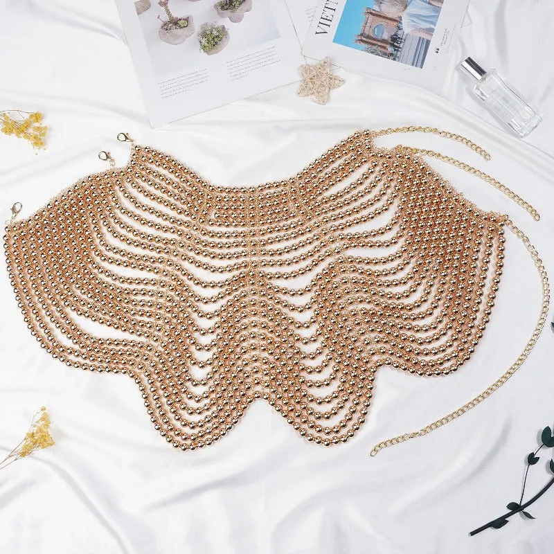 Golden Women's Pearl Fashion Shoulder Necklaces