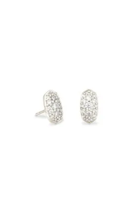 GRAYSON CRYSTAL STUD EARRINGS - SILVER/WHITE CZ
